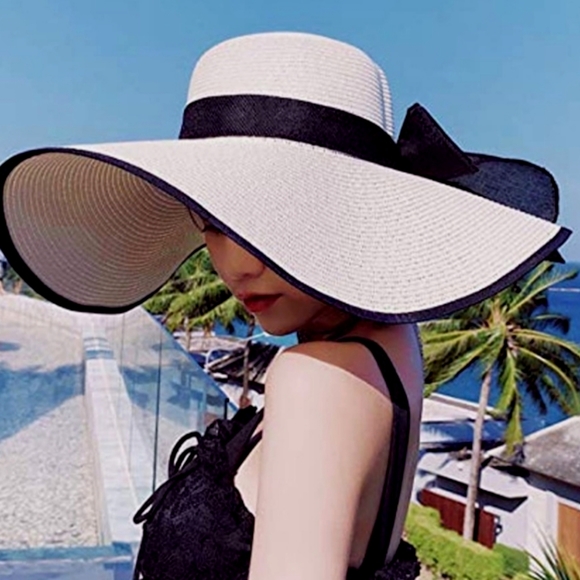 Handmade Chic Sophisticated Wide Brim Straw Hat (NWT) - Picture 3 of 9